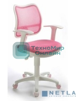 Кресло компьютерное Бюрократ CH-W797/PK/TW-13A TW-13A розовый, спинка сетка, сиденье розовый, колеса белый/розовый, пластик белый