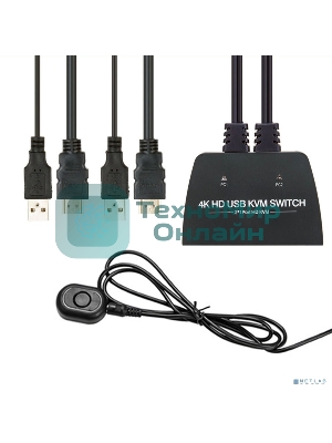 ORIENT HS21HC, HDMI KVM переключатель на 2 устройства, порты HDMI + 2xUSB (клавиатура+мышь) + 2xUSB 2.0, поддержка 4K@60Hz, встроенные кабели 2xHDMI+2xUSB2.0 1.2 метра, (33330)