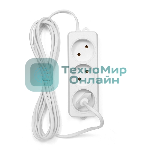 Удлинитель Гарнизон EL-E3-W-3, 3 розетки допустимый ток 6А, длина 3м.