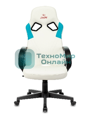 Кресло игровое Бюрократ ZOMBIE RUNNER белый/голубой искусственная кожа крестовина пластик