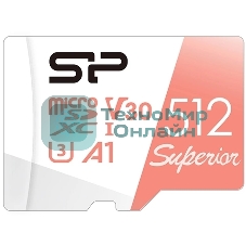 Флеш карта microSD 512Gb Silicon Power Superior A1 microSDXC Class 10 UHS-I U3 100/80 Mb/s (SD адаптер)