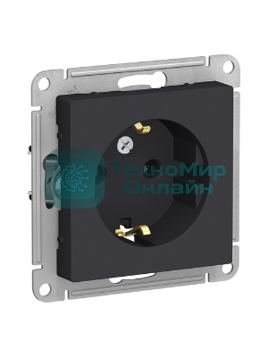 Механизм розетки 1-м СП AtlasDesign с заземл. 16А карбон SchE ATN001043