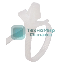 Хомут-стяжкa нейлоновая с крепежным пистоном Rexant 100x2,5 мм, ø2,4 мм, белая, упаковка 100 шт.