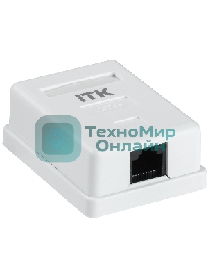 Настенная информационная розетка RJ45 8P8C, кат.5Е, UTP, 1-порт, белая 