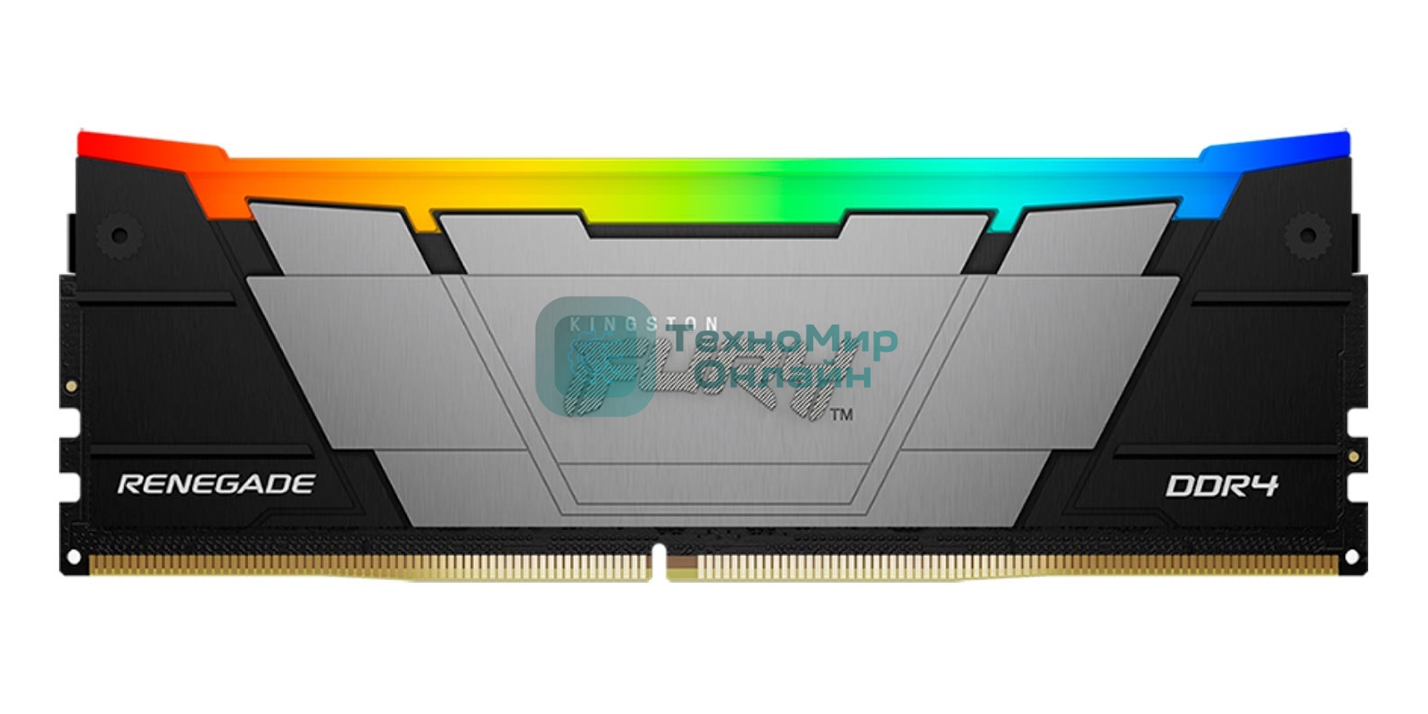 Оперативная память Kingston Fury Renegade, DDR4, 32Gb (4x8GB), 3600MHz, CL16, DIMM, с радиаторами, RGB, серебристый/черный