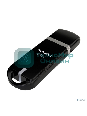 Флешка USB R/W Maxvi P3 64Gb USB 2.0 black, монолит с колпачком, ABS пластик