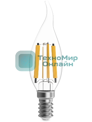 Лампа светодиодная филаментная Gauss Filament 13Вт цок.: E14 свеча св. свеч. бел. нейт. (упак.: 10 шт)