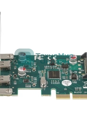 Контроллер ExeGate EXE-313 PCI-Ex4, 2*USB3.1 Type-C ext, разъем доп.питания (OEM)