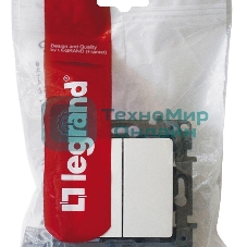 Переключатель 2-клавишный, 10AX, бел. ETIKA 