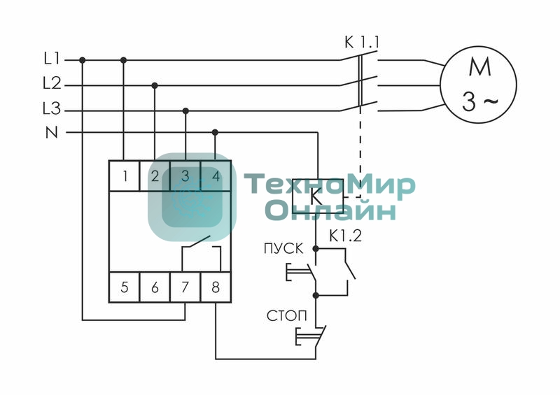 Реле контроля наличия; ассимметрии и чередования фаз CKF-B (монтаж на DIN-рейке 35мм; задержка отключения 3-5с; 3х400/230В+N 2А 1Z) F&F EA04.002.002
