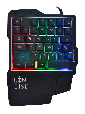 Игровой блок Oklick 701G IRON FIST черный USB for gamer LED (подставка для запястий)