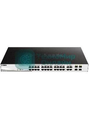Коммутатор D-Link DGS-1210-28MP/FL1A, L2 Managed Switch with 24 10/100/1000Base-T ports and 4 100/1000Base-T/SFP combo-ports (24 PoE ports 802.3af/802.3at (30 W), PoE Budget 370 W).8K Mac address, 802.3x Flow C
