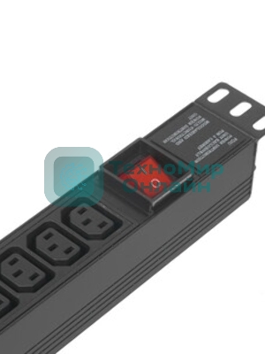Блок розеток горизонтальный ExeGate ServerPro PDU-19H001 Al-10С13-C14-SW, 1U, Алюминий, 10 IEC 320 C13, С14, выкл. с подсветкой, черный