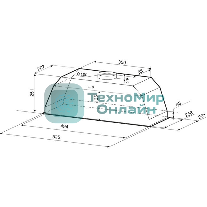 Вытяжка встраиваемая Krona Ameli 600 inox PB нержавеющая сталь, 60 см, 633 куб. м/ч, 50 дБ