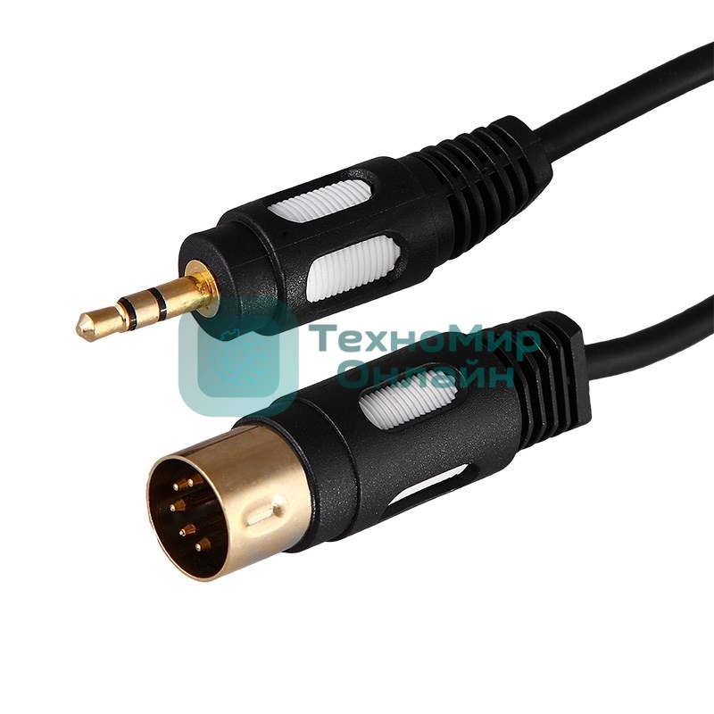 Шнур Rexant DIN 5 Pin - Stereo 3,5 мм, длина 1,5 метра (GOLD)