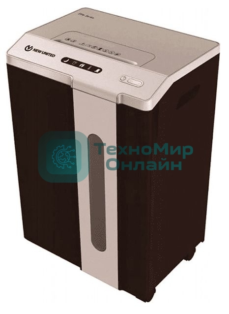 Шредер New United Etalon ET-15M серый (секр.P-5)/перекрестный/15лист./25.6лтр./скрепки/скобы/пл.карты/CD