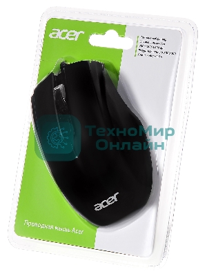 Мышь проводная Acer OMW020 черный, 1600 dpi, USB, кнопки - 4