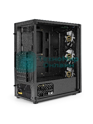 Компьютерный корпус Miditower ExeGate EVO-8227-NPX500 (ATX, БП 500NPX с вент. 12см, 2*USB+1*USB 3.0+HD Audio, черный, 3 вент. RGb, закаленное стекло)
