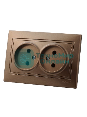 Розетка 2-м СП Мира 16А IP20 без заземл. керам. свет. корич. перламутр LEZARD 701-3131-128