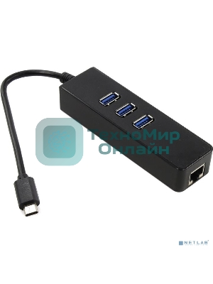 Cетевой адаптер Greenconnect USB 3.1 Тип C M -> Ethernet RJ-45 F Lan Card + USB 2.0-хаб на 3 порта (GCR-UC2CL01)