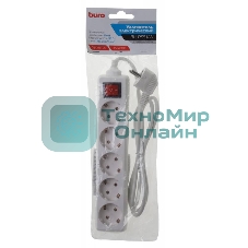 Сетевой удлинитель Buro BU-PS5.1/W 1.5 м (5 розеток) белый (пакет ПЭ)
