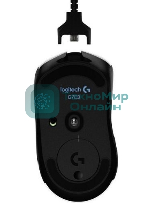 Мышь игровая Logitech G703 Lightspeed черная, сенсор 100-25600dpi (Hero25K), беспроводная 2.4GHz + USB 1,8м, 5 программируемых кнопок + колесо прокрутки, RGB-подсветка, под правую руку