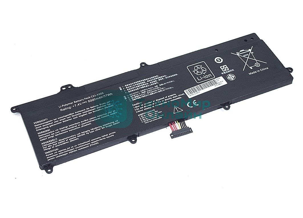 Аккумуляторная батарея для ноутбука Asus X202 7.4V 5000mAh OEM черный