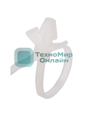 Хомут-стяжкa нейлоновая с крепежным пистоном Rexant 190x4,8 мм, ø3,2 мм, белая, упаковка 100 шт.