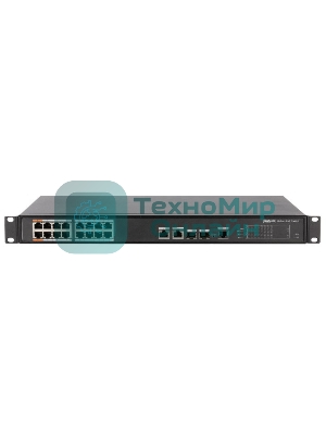 Коммутатор Dahua DH-PFS4218-16ET-190, 16×100 Мбит/с PoE + 2×1 Гбит/с Combo, управляемый