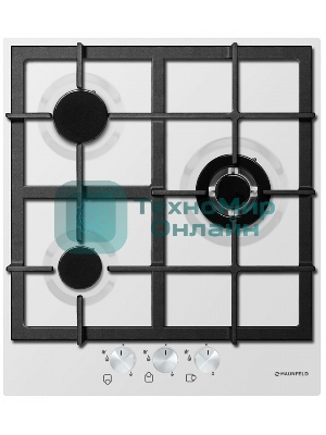 Газовая варочная панель Maunfeld EGHE.43.33CW/G, 3 конфорки, эмалированная сталь, белый