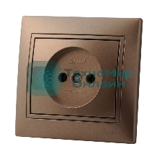 Розетка 1-м СП Мира 16А IP20 без заземл. керам. свет. корич. перламутр LEZARD 701-3131-121