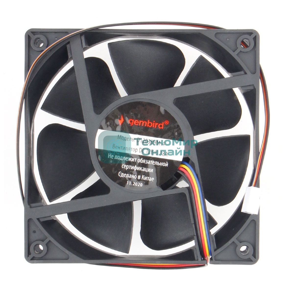 Вентилятор для корпуса Gembird черный, 120 мм, 2500 об/мин, 30 дБ, 4 pin