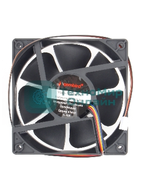 Вентилятор для корпуса Gembird черный, 120 мм, 2500 об/мин, 30 дБ, 4 pin
