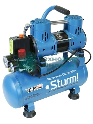 Компрессор воздуш Sturm! AC93210OL.безмасл.бесшумн. 900Вт,10л,2750об/мин,180л/мин,8бар