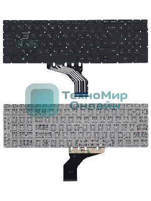 Клавиатура для ноутбука HP Pavilion Gaming 15-CX черная с зеленой подсветкой