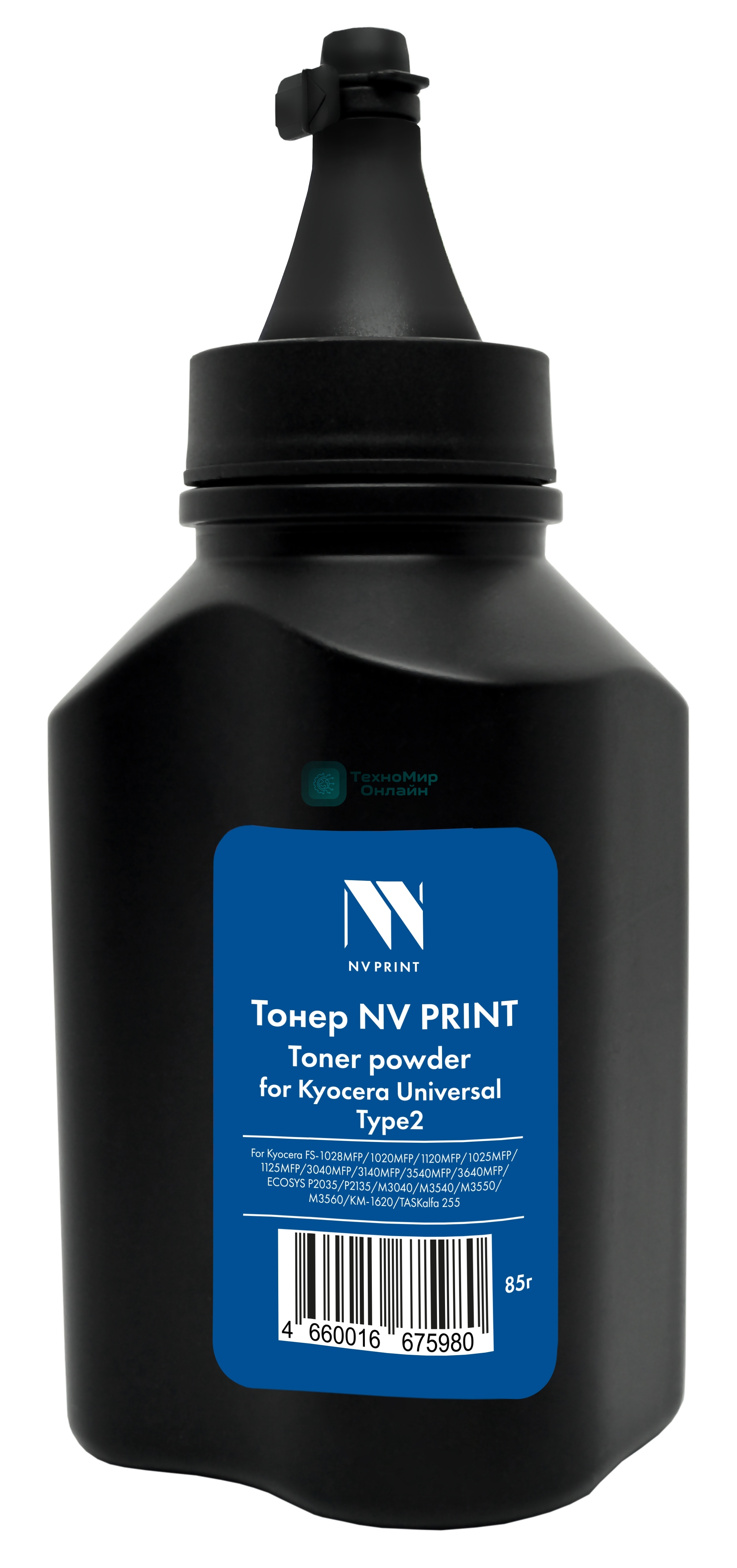 Тонер NVPrint для Kyocera универсальный (85г) для FS-1028MFP, 1100, 1128MFP, 1300, 1320, 1350, 1370, 1040, 1020MFP, 1120MFP, 1060, 1025MFP, 1125MFP, 3040MFP, 3140MFP, 3540MFP, 3640MFP, 3920, 2100, 4100, 4200, 4300, 6025, 6030, 6525, 6530; ECOSYS P2035, P2135, M3040, M3540, M3550, M3560; KM-1620, 1635, 1650, 2020, 2035, 2050, 2550, 3050, 4050, 5050, 2530, 3035, 3530, 4030, 4035, 5035; TASKalfa 255, 255b, 305, 300i, 3010i, 3011i, 3510i, 3511i, 420i, 520i совместимый