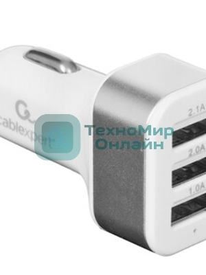 Адаптер питания Cablexpert MP3A-UC-CAR17, 12V->5V 3-USB, 2.1/2/1A