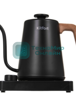 Чайник электрический Kitfort КТ-6726 1л. 1200Вт черный/дерево корпус: нерж.сталь/пластик