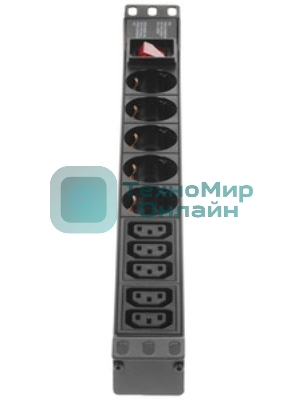 Блок розеток горизонтальный ExeGate ServerPro PDU-19H008 Al-5C135S-C14-SW, 19