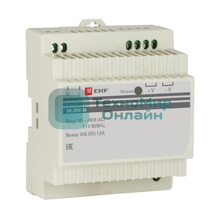 Блок питания 24В DR-30W-24 EKF dr-30w-24