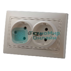 Розетка 2-м СП Мира керам. с заземл. жемчуж. белый перламутр Lezard 701-3030-127