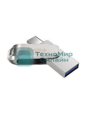 Флешка USB SanDisk Ultra Dual Luxe (SDDDC4-256G-G46), 256Gb, USB 3.2/USB Type-C, R/W 150/40, серебристый