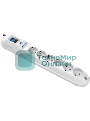 Сетевой фильтр Pilot GL 6 розеток (5 евро + 1 без заземления) 10 м Surge protector Pilot GL 6 outlets (5 euro + 1 without ground) 10A/2.2kVt, 10m