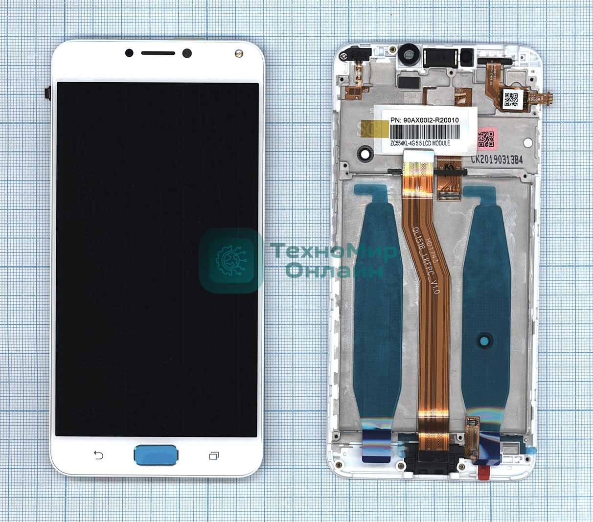Дисплей для Asus ZenFone 4 Max ZC554KL белый с рамкой