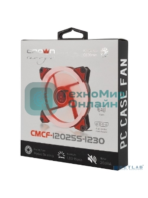Вентилятор для корпуса Crown CMCF-12025S-1230 черный/красный, 120 мм, 1650 об/мин, 23 дБ, 3 pin