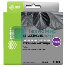 Картридж струйный Cactus CS-LC529XLBK черный (61 мл) для Brother DCP-J100/J105/J200