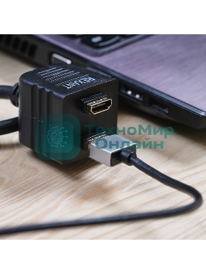 Переходник Rexant штекер HDMI - 2 гнезда HDMI с проводом, черный (10 шт./уп.)