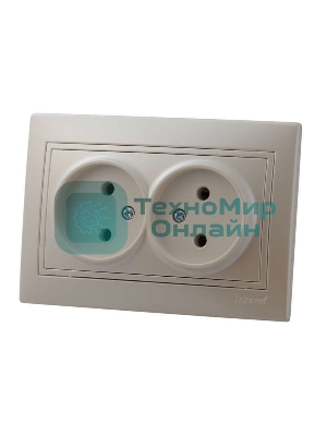 Розетка 2-м СП Мира 16А IP20 без заземл. керам. жемчуж. белый перламутр LEZARD 701-3030-128