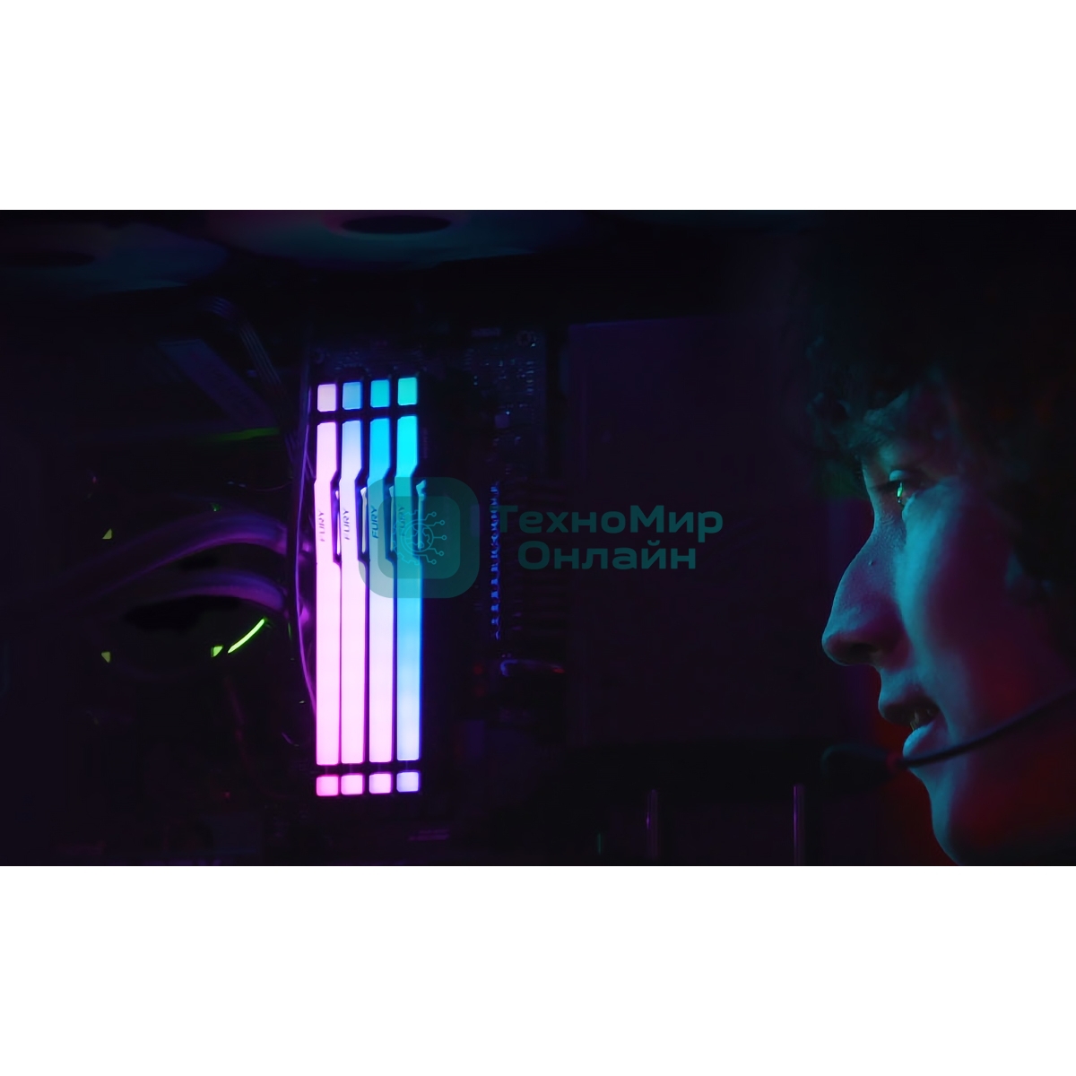 Оперативная память Kingston Fury Beast, DDR5, 16Gb (1x16Gb), 6000MHz, CL30, DIMM, с радиатором, RGB, черный