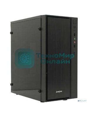 Компьютерный корпус Minitower ExeGate mEVO-9301 Black-RGb light, ATX, (600NPX), 2*USB+1*USB 3.0, HD Audio